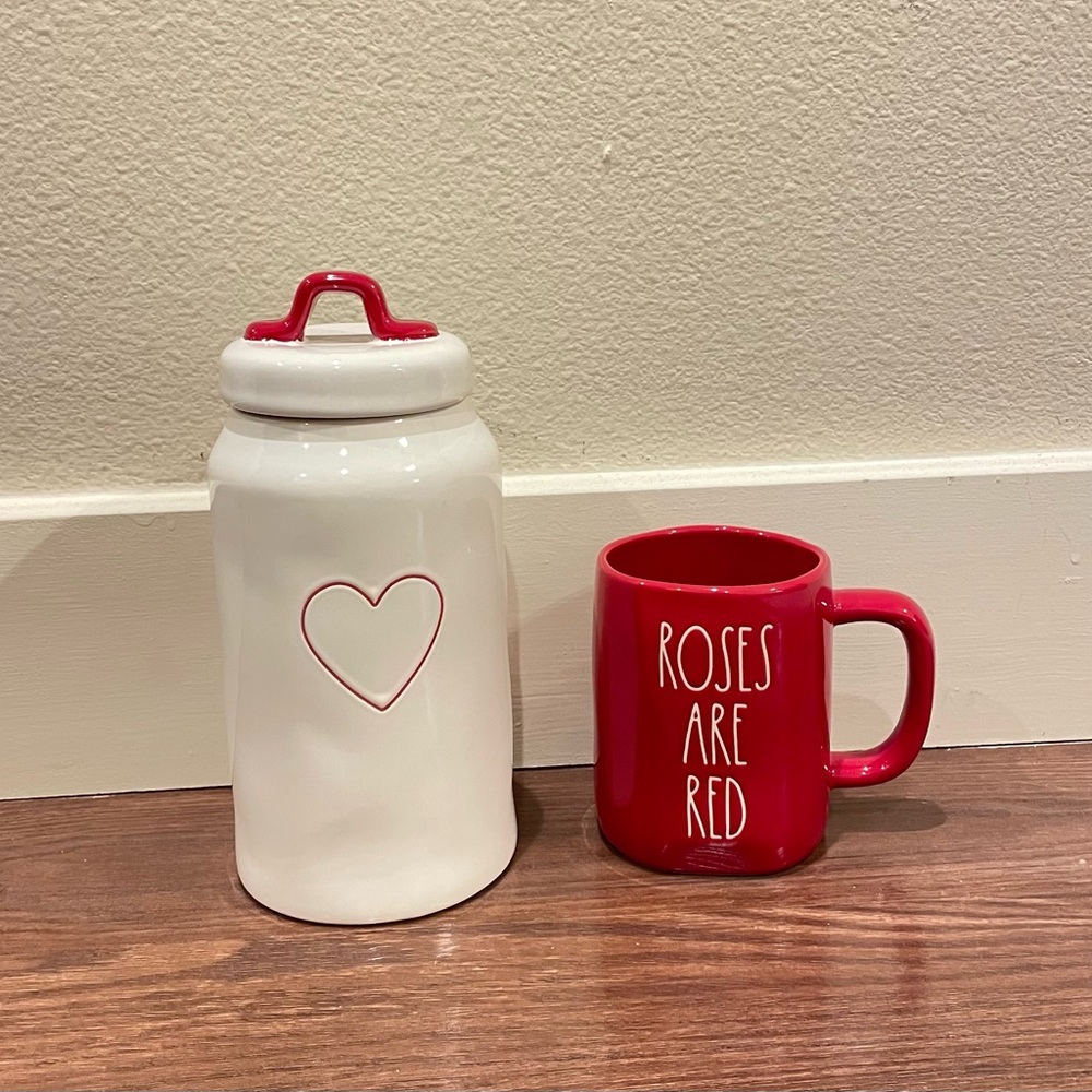 Rae Dunn Valentines day Canister/Mug Bundle